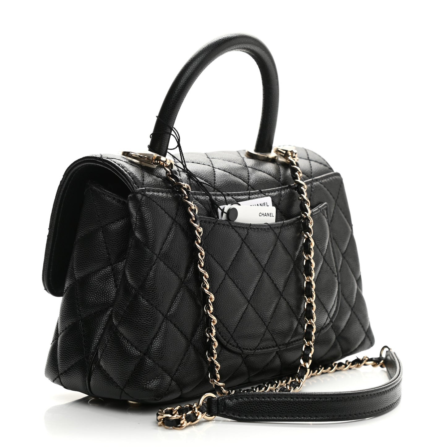 Caviar Quilted Mini Coco Handle Flap Black