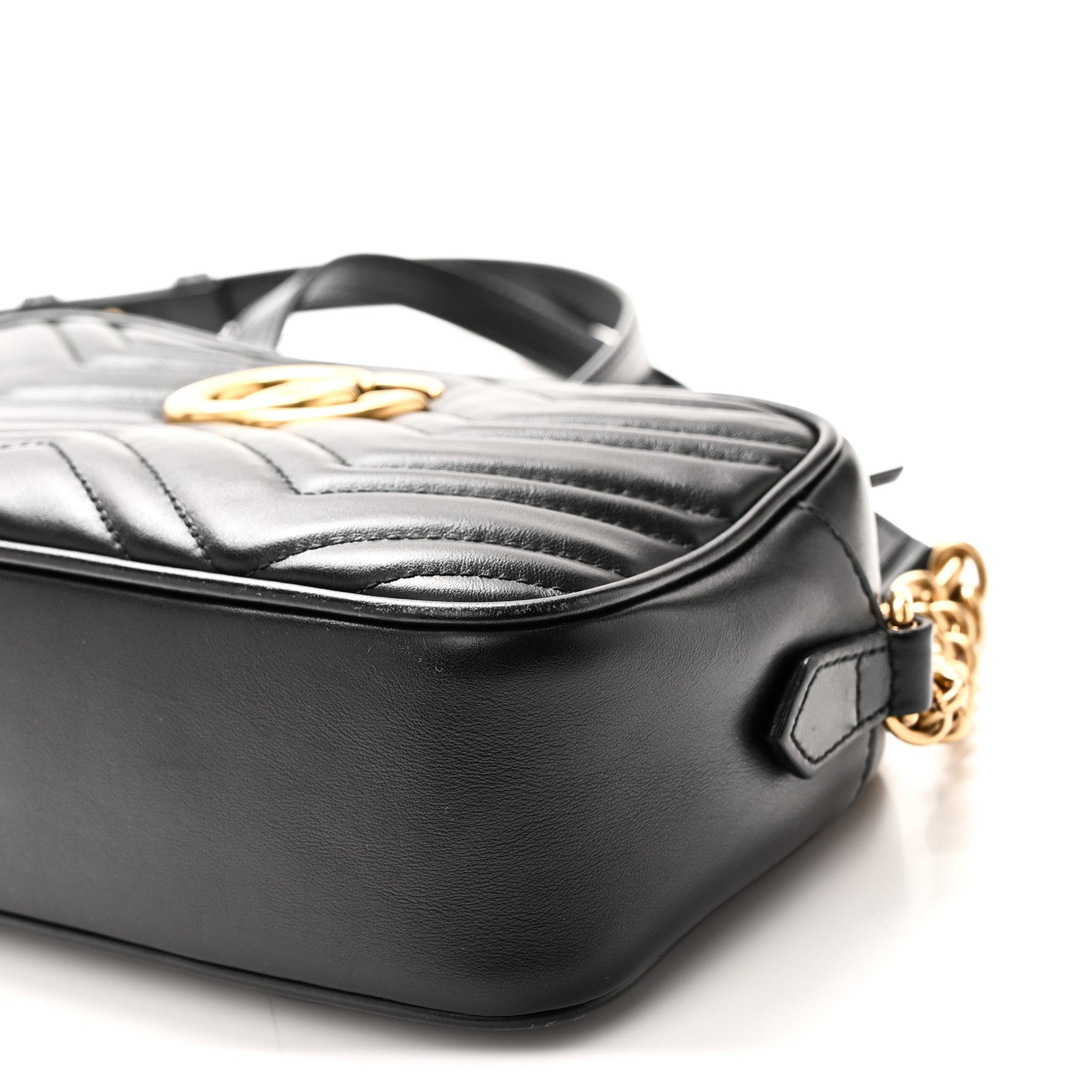 Gucci Calfskin Matelasse Small GG Marmont Chain Shoulder Bag Black 10 of 11