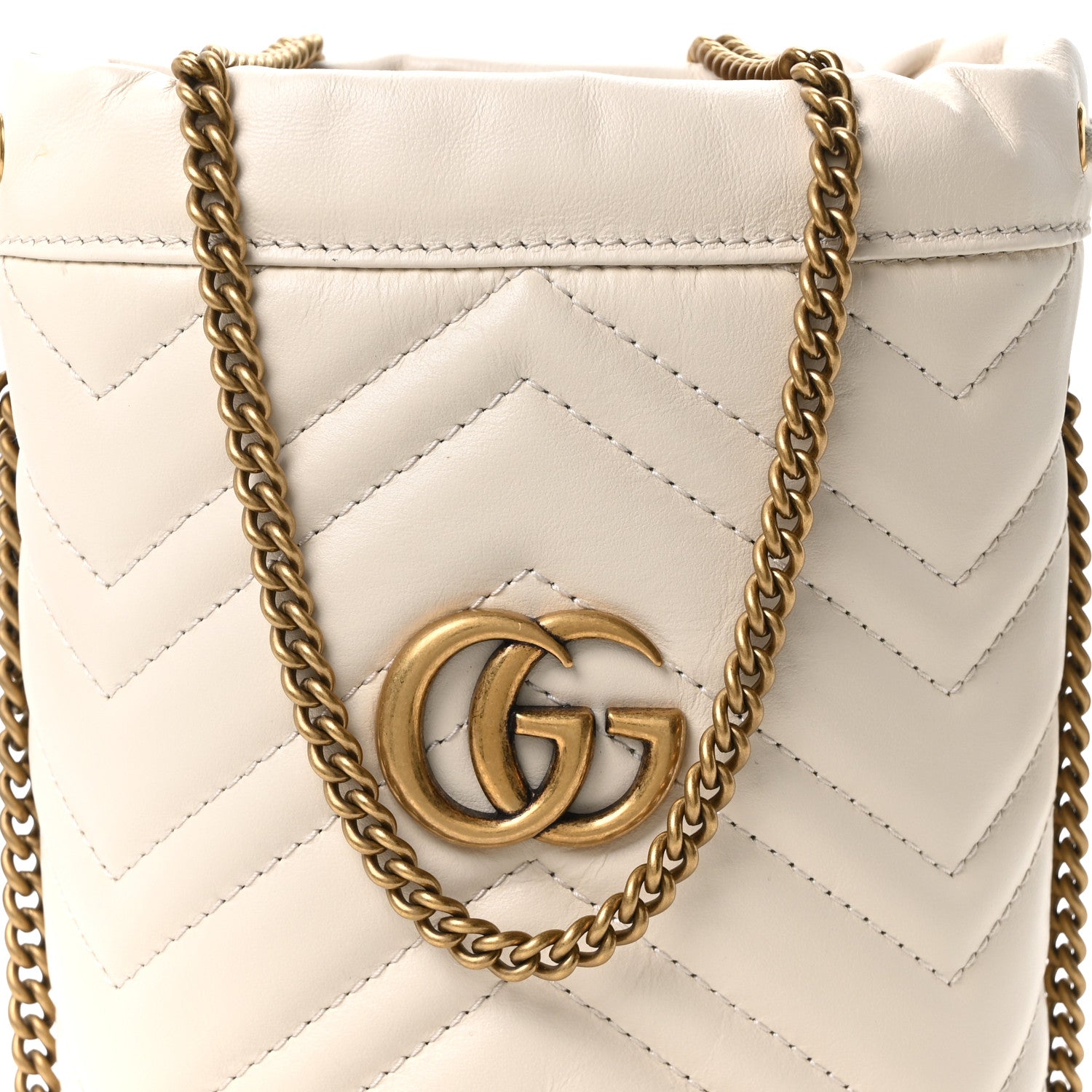 Gucci Calfskin Matelasse Mini GG Marmont 2.0 Bucket Bag White 8 of 10