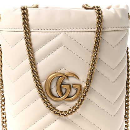 Gucci Calfskin Matelasse Mini GG Marmont 2.0 Bucket Bag White 8 of 10