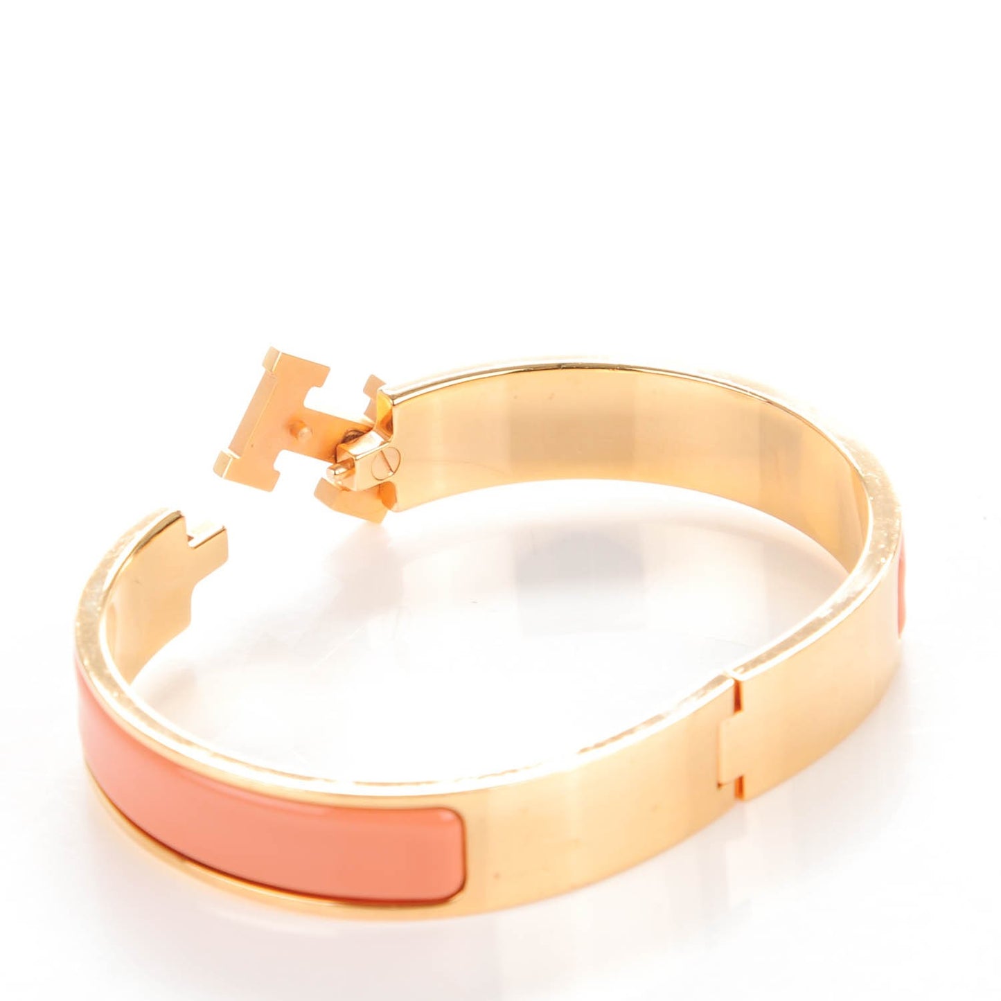 Enamel Narrow Clic Clac H Bracelet GM Rose Saumon