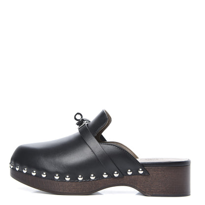 Hermes Calfskin Carlotta Mules 35 Black 1 of 8