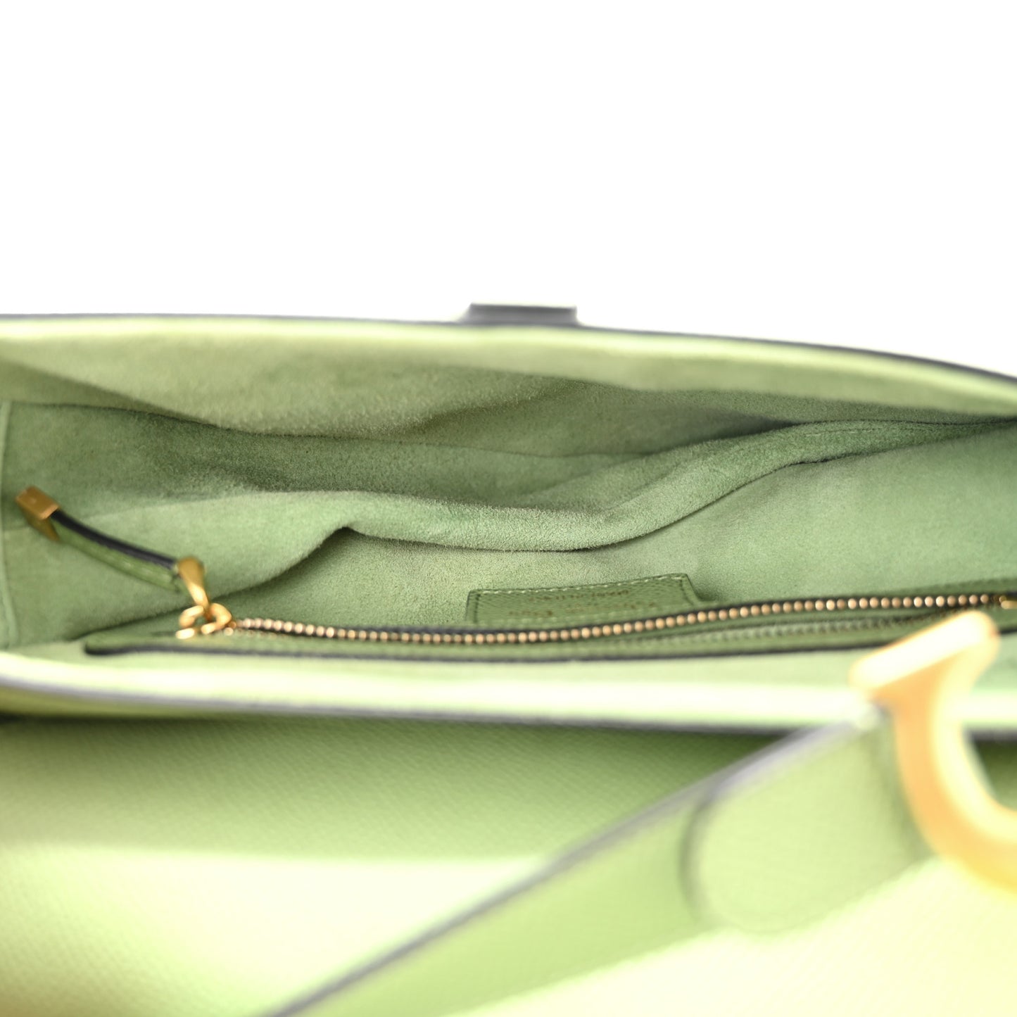 Grained Calfskin Saddle Bag Green