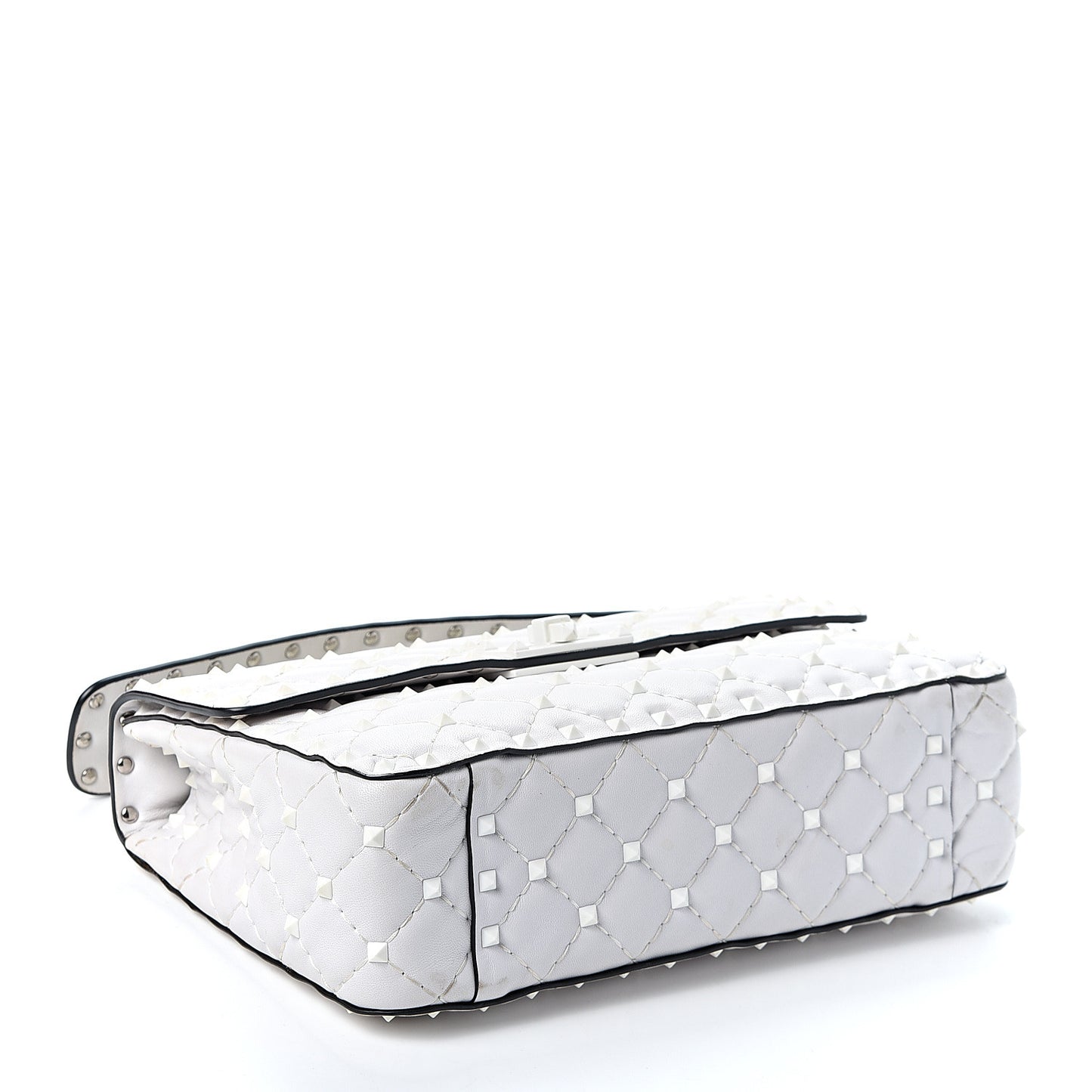 Lambskin Medium Free Rockstud Spike Shoulder Bag Optic White