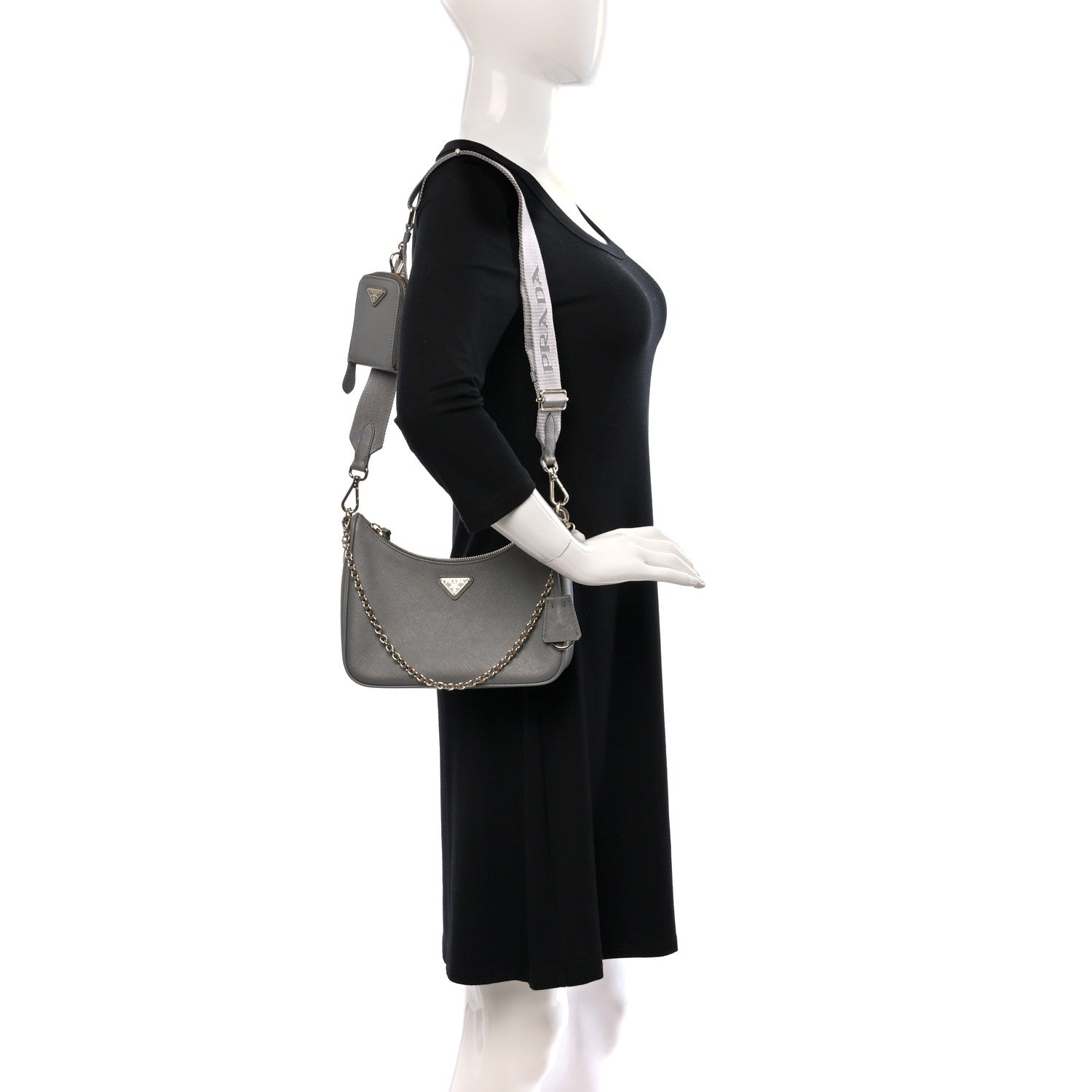 Prada Saffiano Re-Edition 2005 Shoulder Bag Ardesia 2 of 13