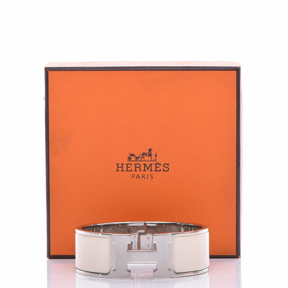 Hermes Enamel Wide Clic Clac H Bracelet PM Blanc Percale 5 of 5
