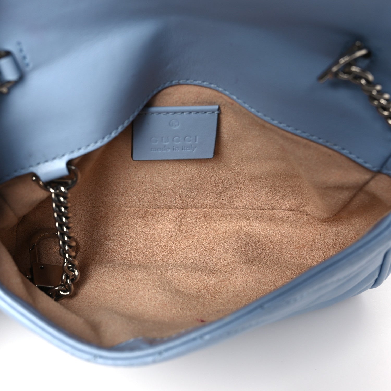 Gucci Calfskin Matelasse Super Mini GG Marmont Shoulder Bag Porcelain Light Blue 5 of 12