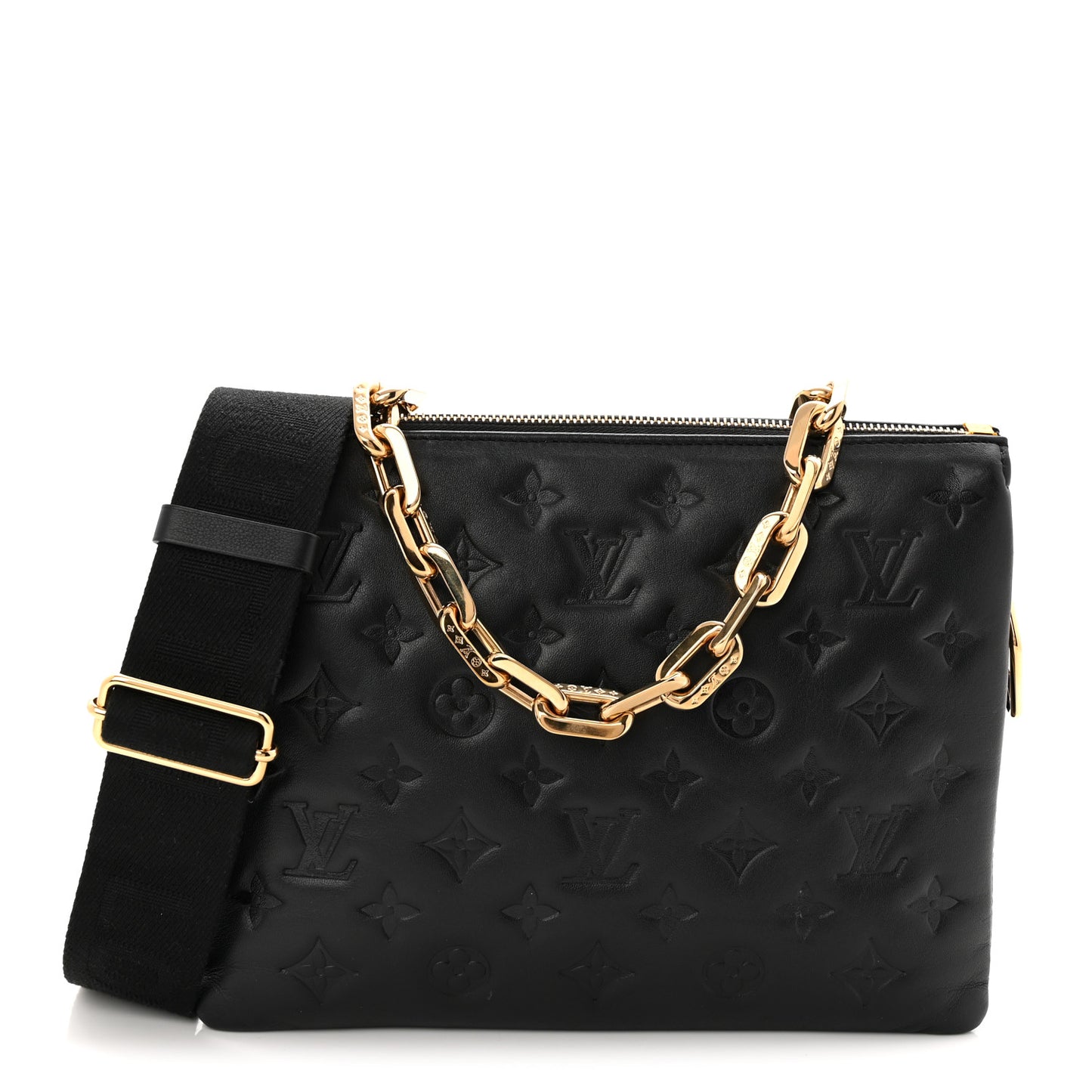 Lambskin Embossed Monogram Coussin PM Black