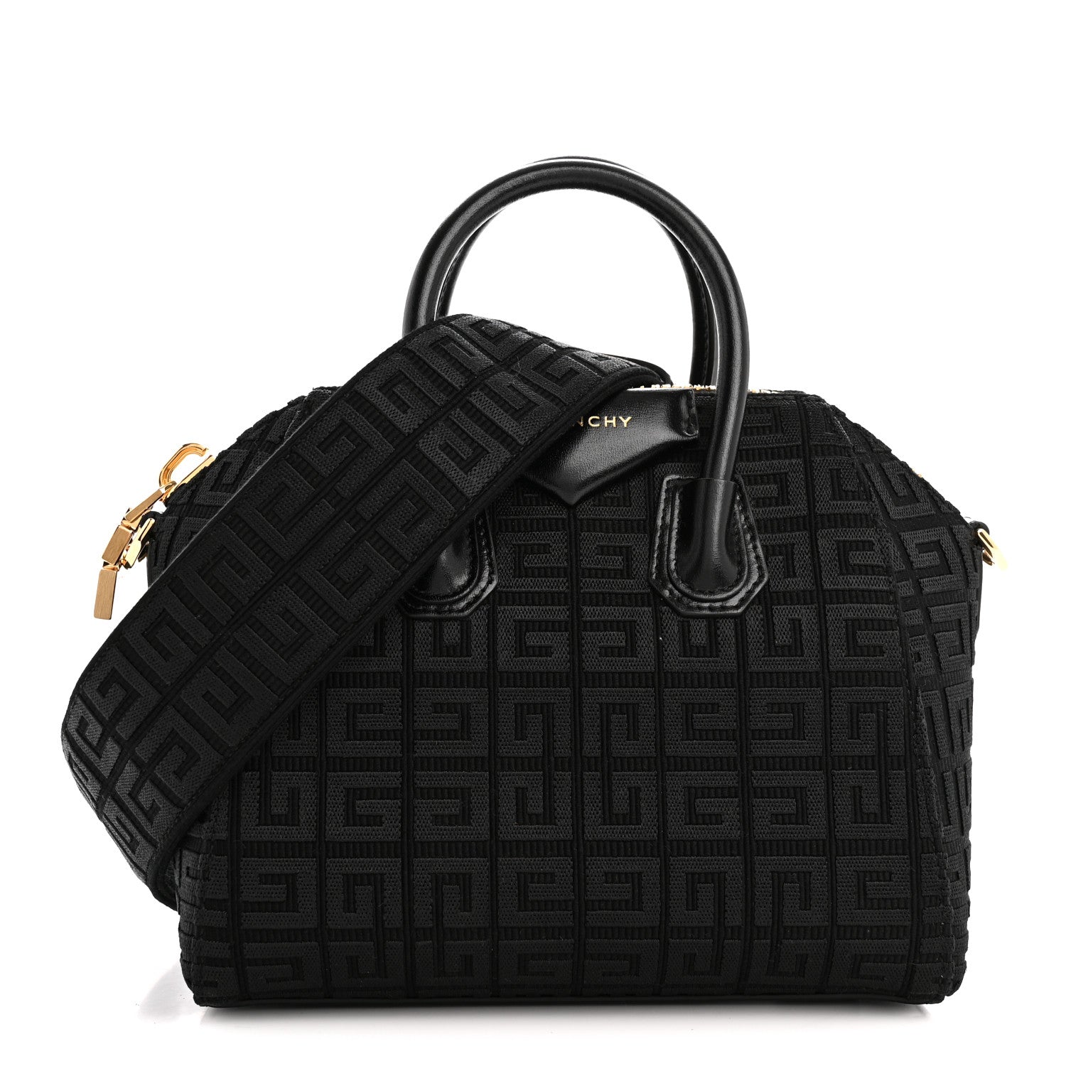Givenchy Canvas Jacquard Embroidered Calfskin 4G Mini Antigona Black 1 of 10