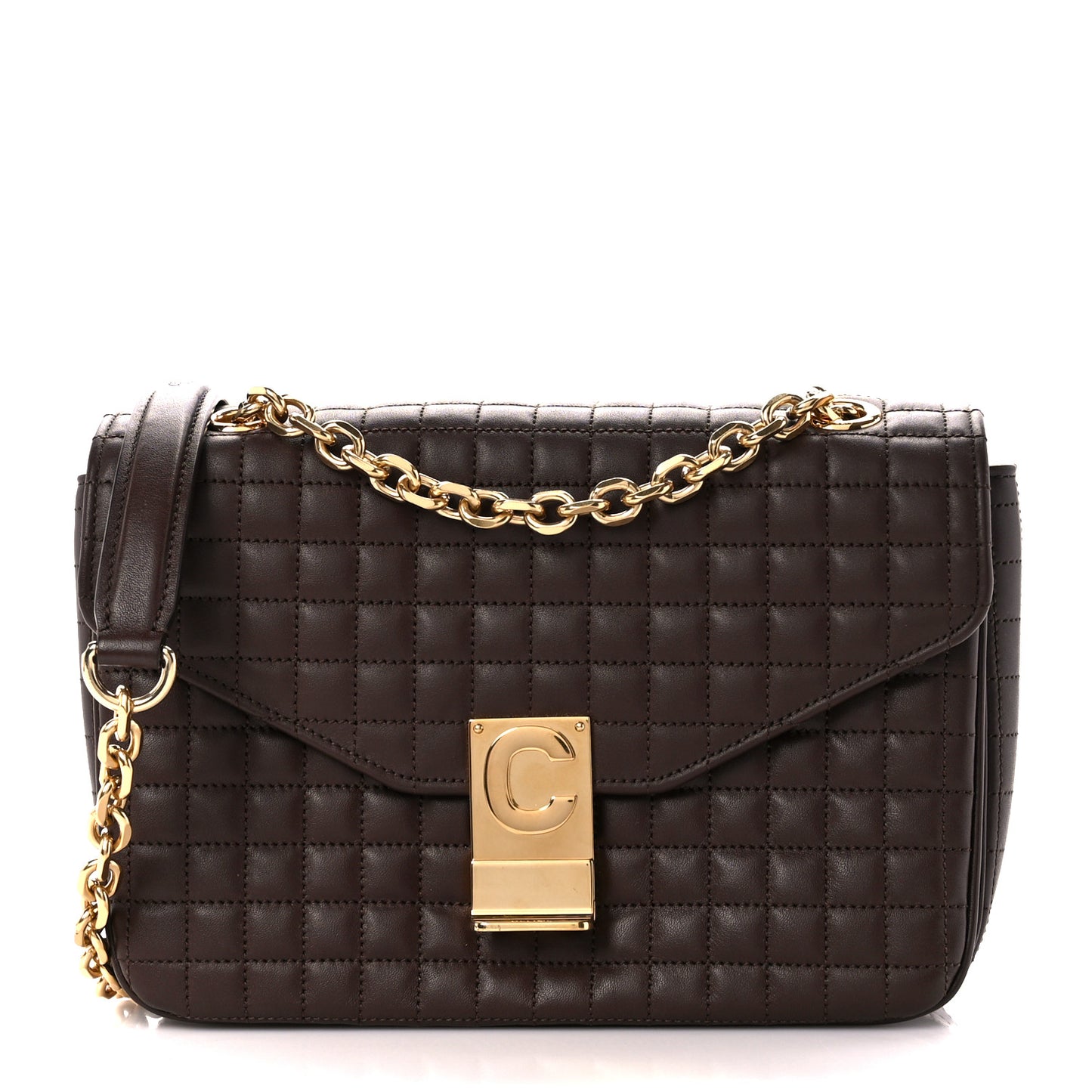 Calfskin Quilted Medium C Bag Brown