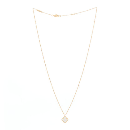 Van Cleef & Arpels 18K Yellow Gold Mother of Pearl Sweet Alhambra Pendant Necklace 2 of 4