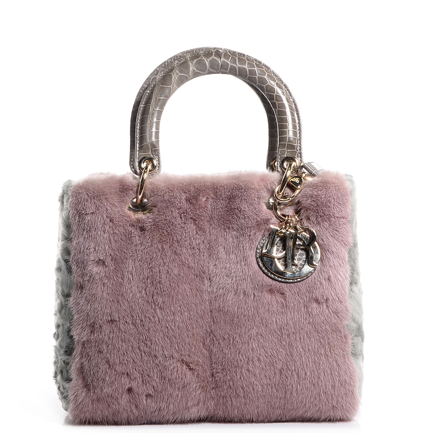 Christian Dior Mink Fur Crocodile Lady Dior Foulard 1 of 9