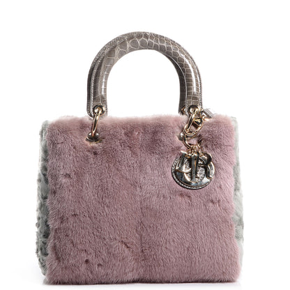 Christian Dior Mink Fur Crocodile Lady Dior Foulard 1 of 9