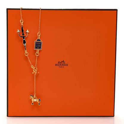 Hermes Metal Enamel Cheval Grand Parade Necklace Gold 5 of 5