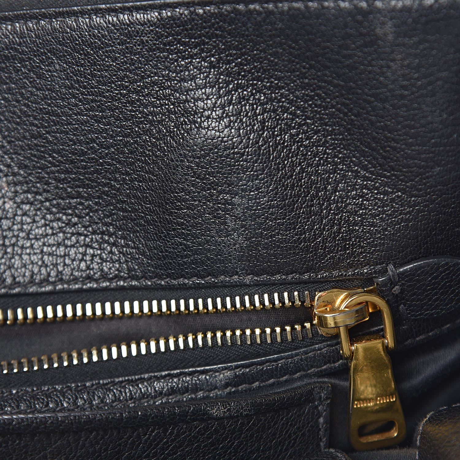 Miu Miu Goatskin Madras Zip Tote Black 13 of 22