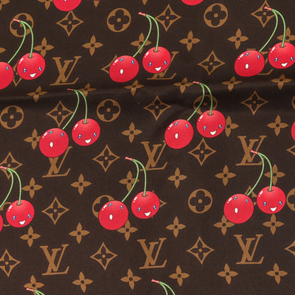Louis Vuitton LV X TM Silk Monogram Cerises Square Scarf 90 Brown 3 of 3