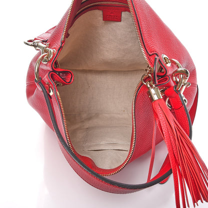 Gucci Pebbled Calfskin Large Soho Hobo Tabasco Red 6 of 12