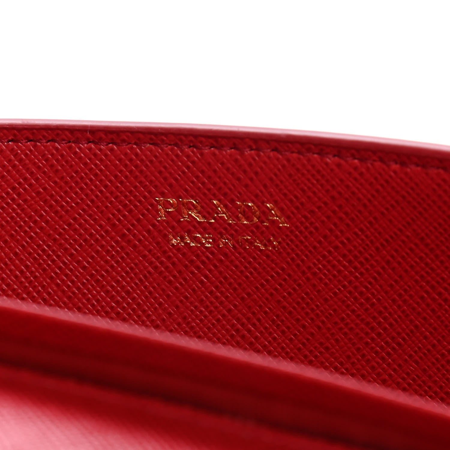 Prada Saffiano Metal Oro Chain Wallet Fuoco 5 of 8