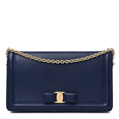 Salvatore Ferragamo Vera Bow Wallet On Chain Blue 1 of 14