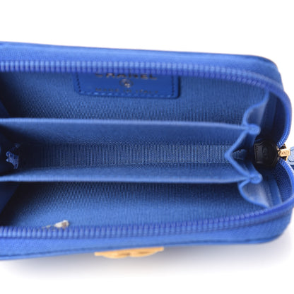 Chanel Lambskin Quilted Boy Zip Around Coin Purse Wallet Blue 5 of 12