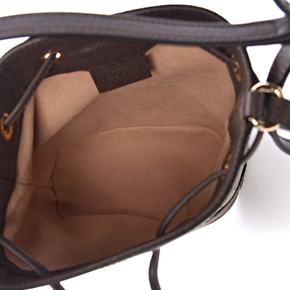 Gucci GG Supreme Monogram Web Mini Ophidia Bucket Bag Brown 5 of 10