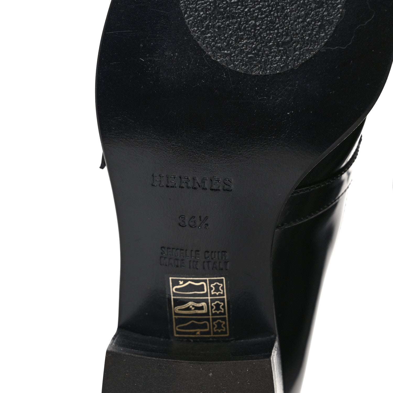 Hermes Glazed Calfskin Womens Monterey Loafers 36.5 Black 6 of 9