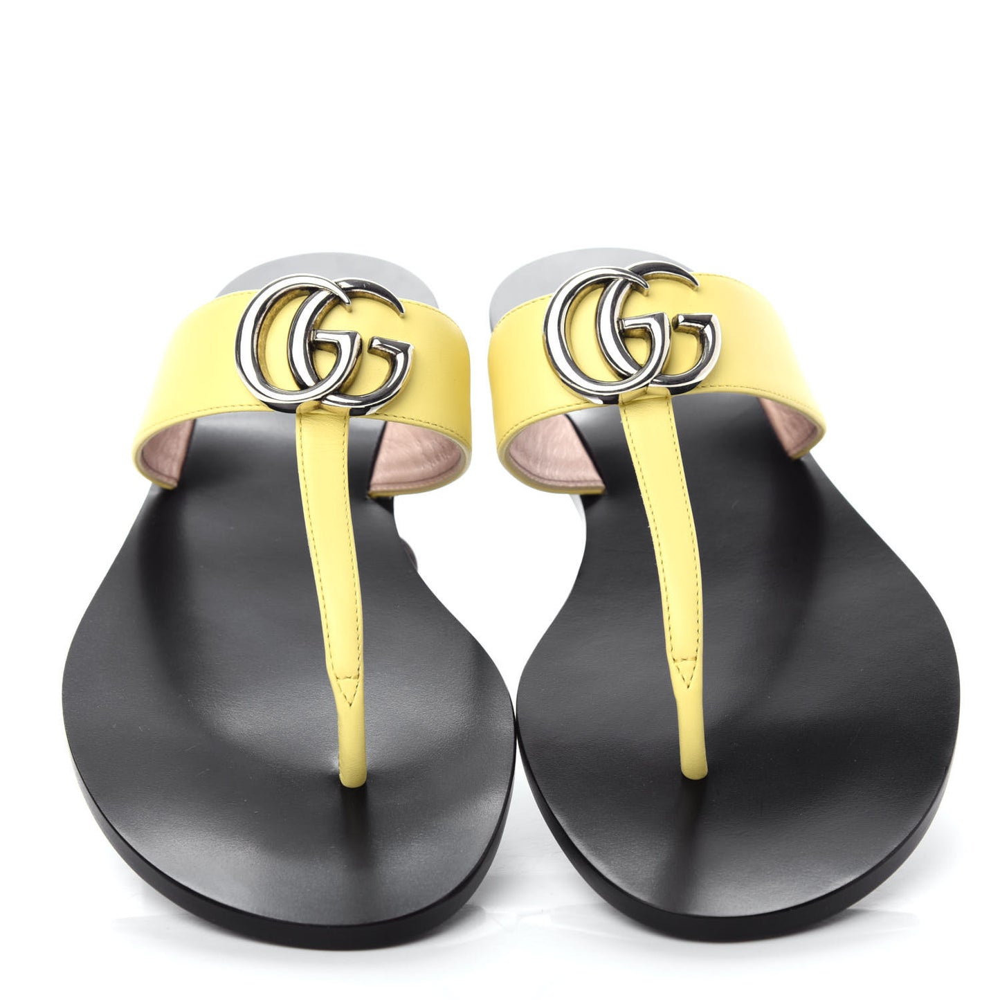 Calfskin GG Marmont Thong Sandals 37 Banana