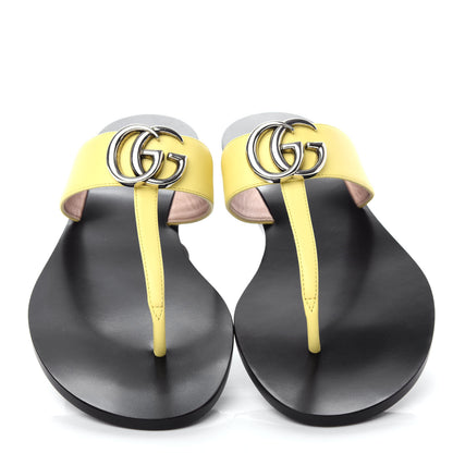 Gucci Calfskin GG Marmont Thong Sandals 37 Banana 5 of 10