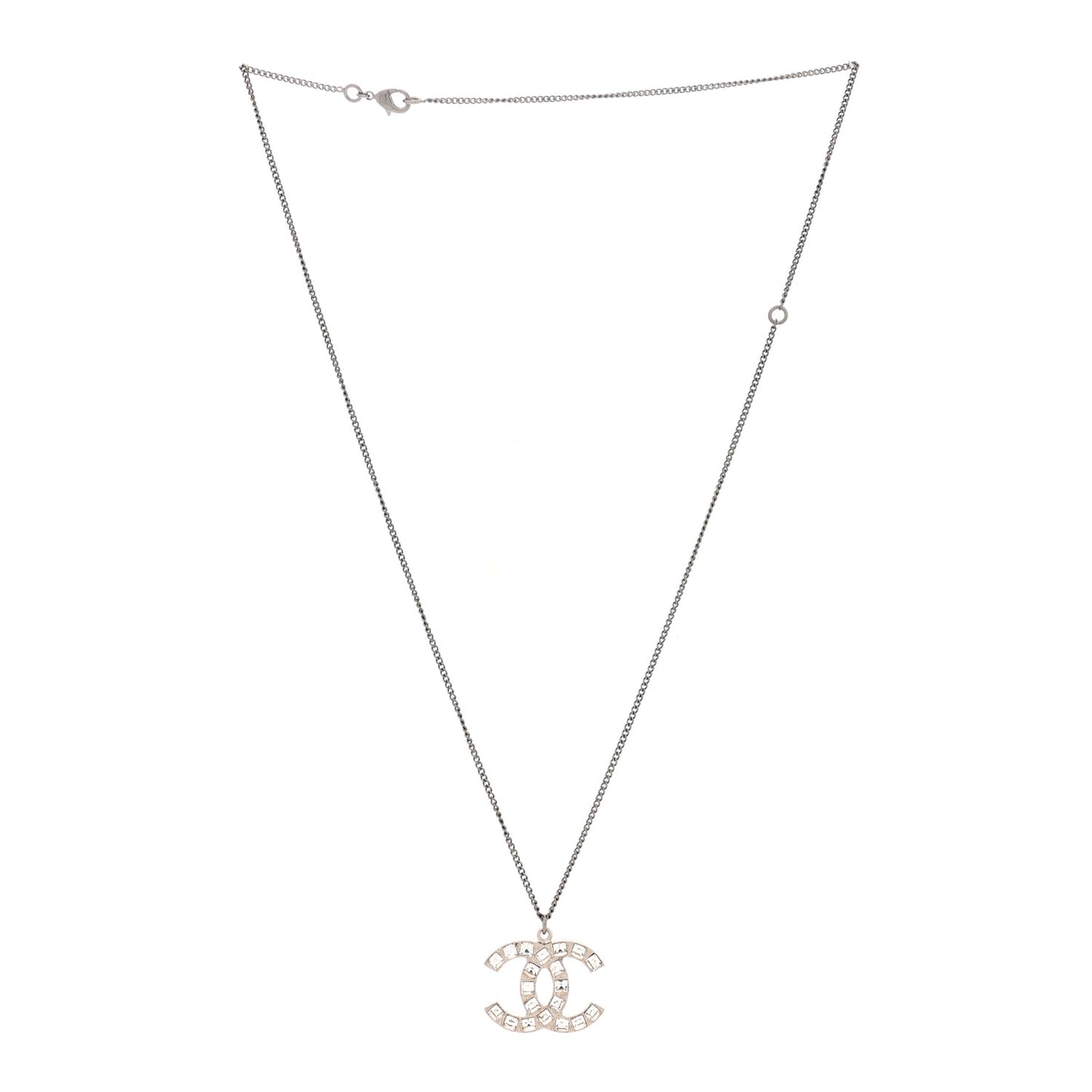 Baguette Crystal CC Necklace Silver