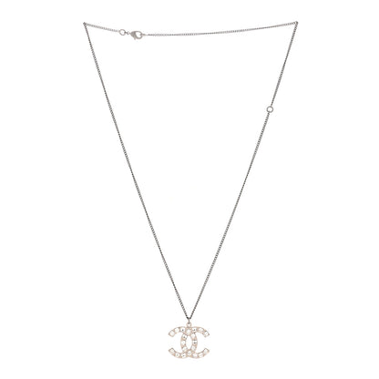 Chanel Baguette Crystal CC Necklace Silver 3 of 5