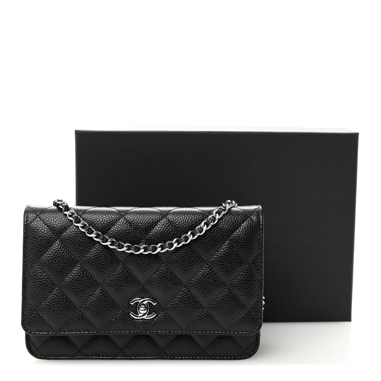 Caviar Quilted CC Turnlock Wallet On Chain WOC Black