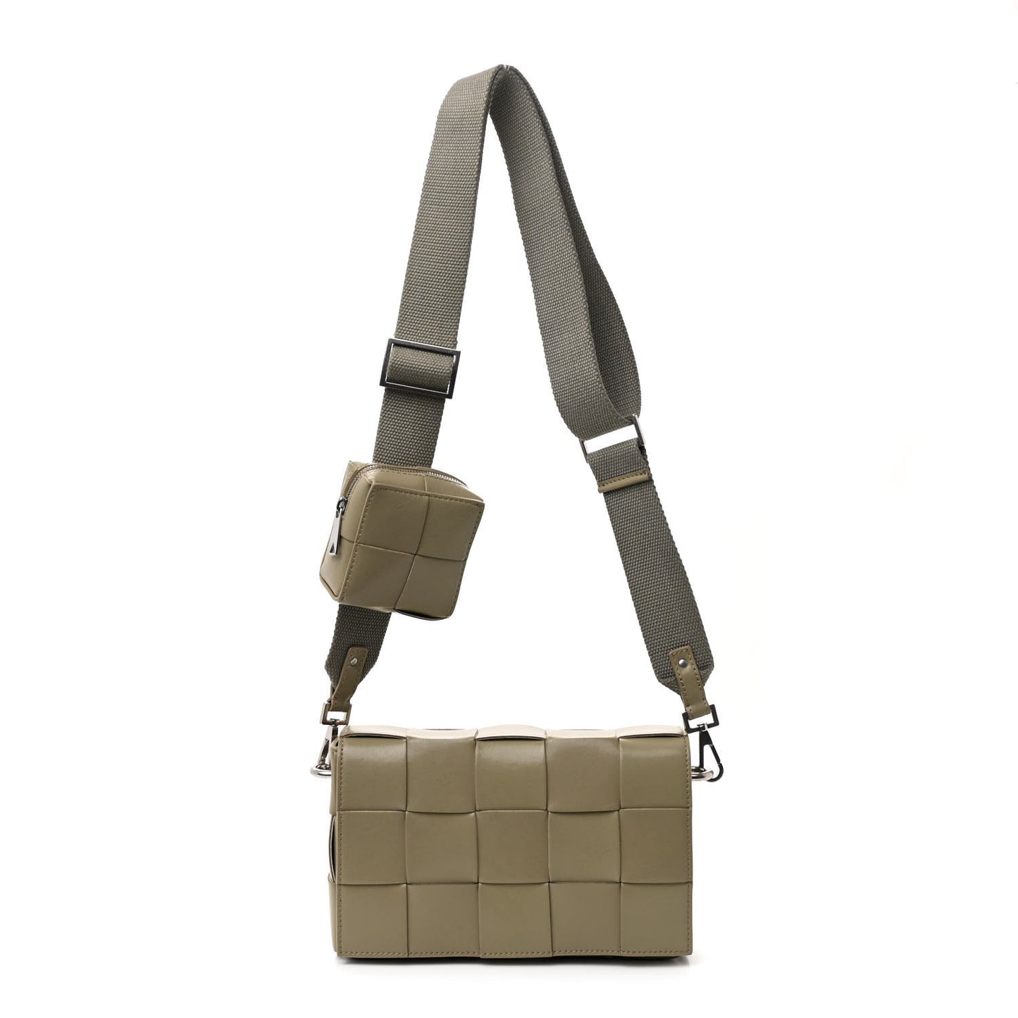 Calfskin Maxi Intreccio Cassette With Strap Bag Taupe