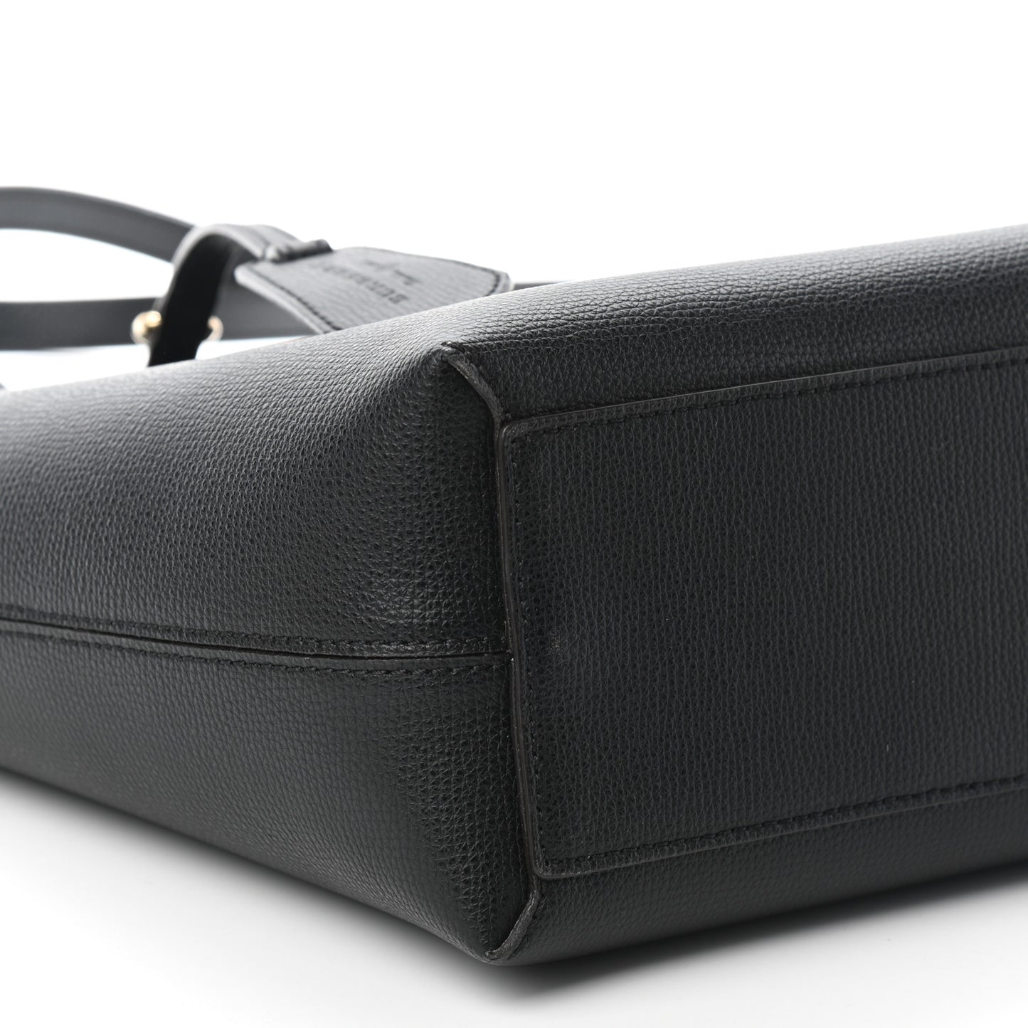 Grainy Calfskin Haymarket Check Small Reversible Tote Black