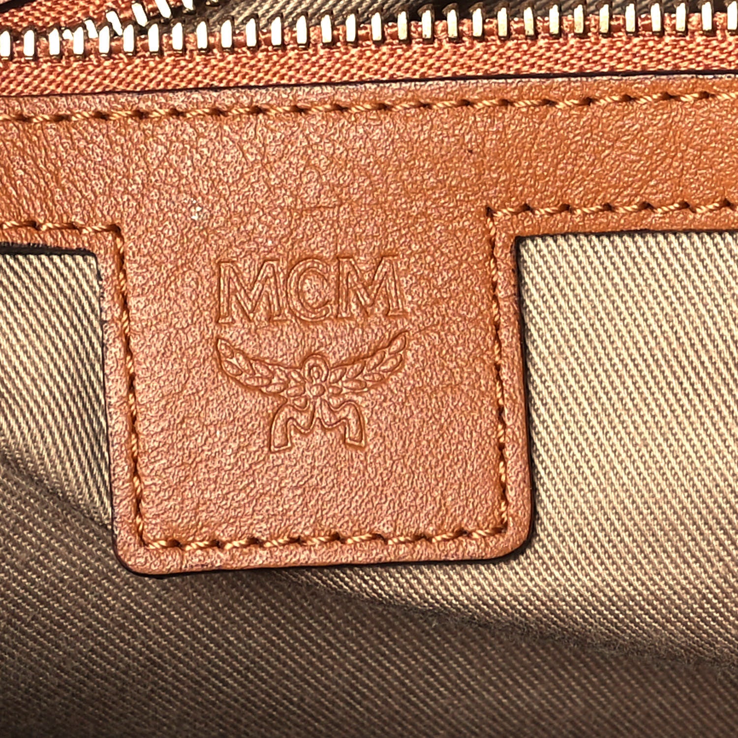 MCM Visetos Medium Zip Pouch Cognac 6 of 13