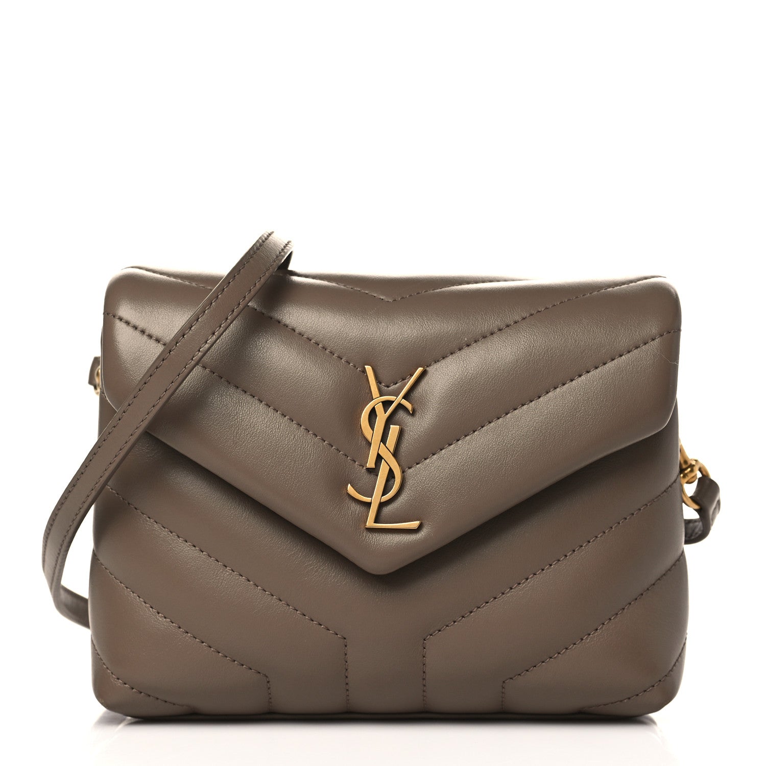 Saint Laurent Calfskin Y Quilted Monogram Toy Loulou Crossbody Bag Taupe 1 of 11