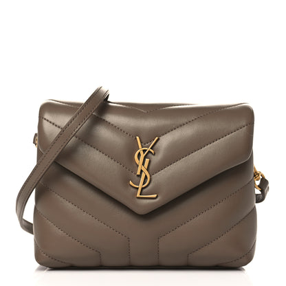 Saint Laurent Calfskin Y Quilted Monogram Toy Loulou Crossbody Bag Taupe 1 of 11