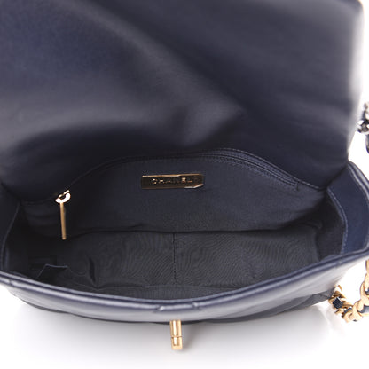 Chanel Goatskin Quilted Medium 19 Flap Navy Blue 4 of 12