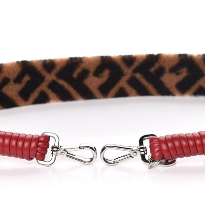 Fendi Shearling Macro FF 1974 Diagonal Strap You Brown Red 3 of 4