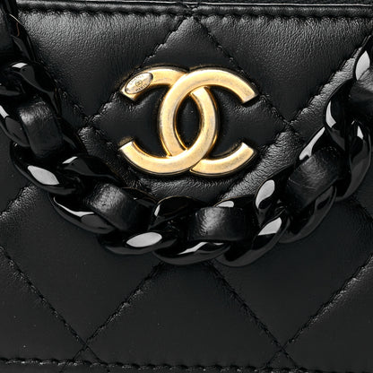 Chanel Lambskin Quilted Mini Lacquered Chain Clutch Black 10 of 10