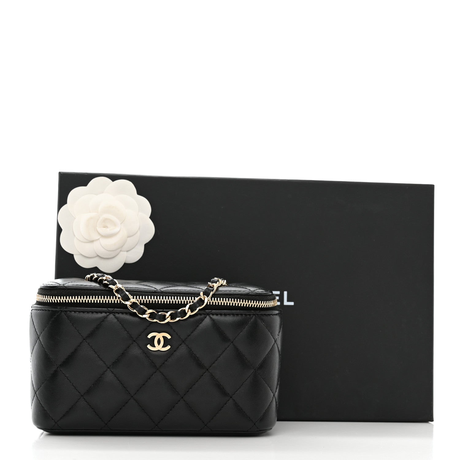 Chanel Lambskin Quilted Small Vanity Case With Chain Black 11 of 11