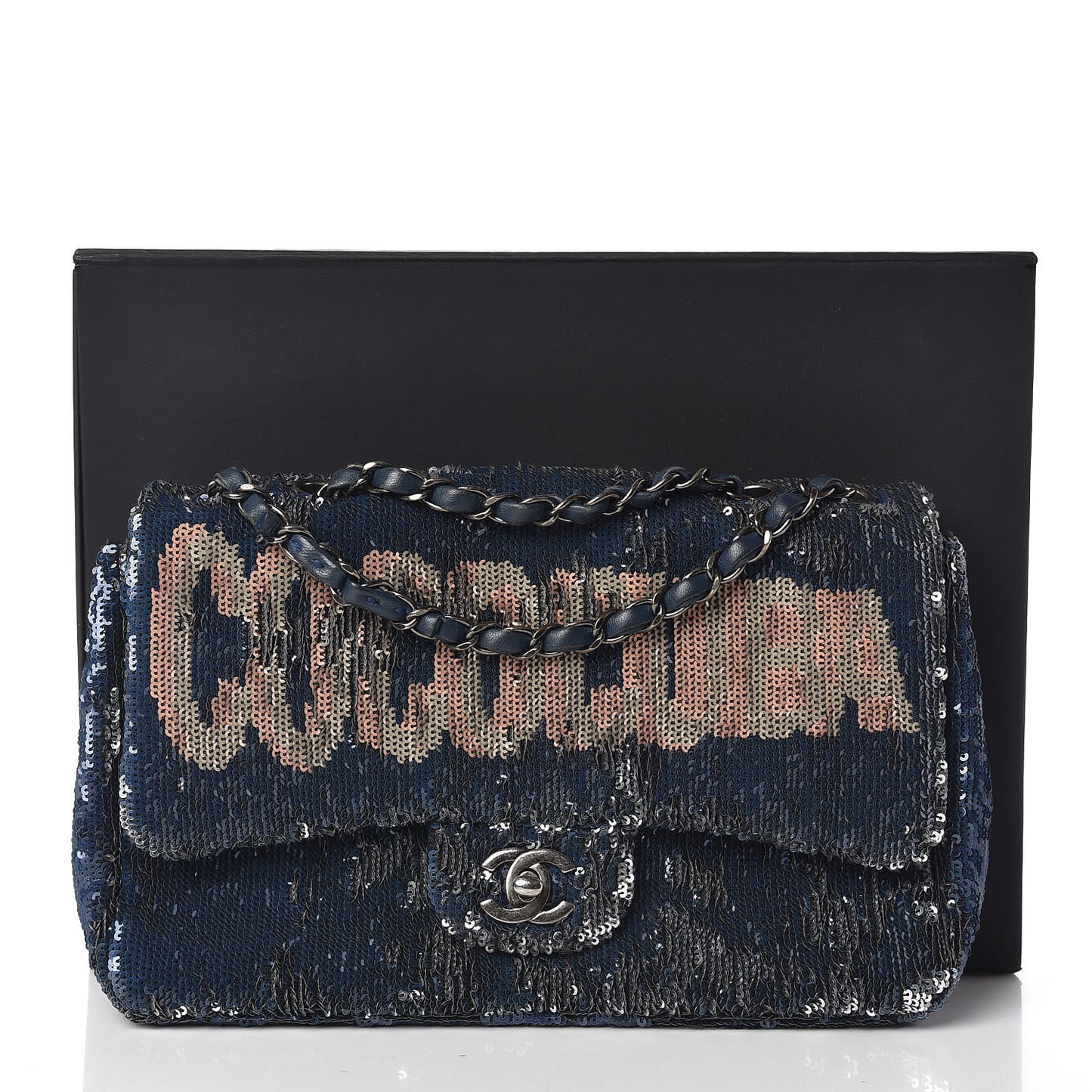 Sequin Medium Coco Cuba Single Flap Blue