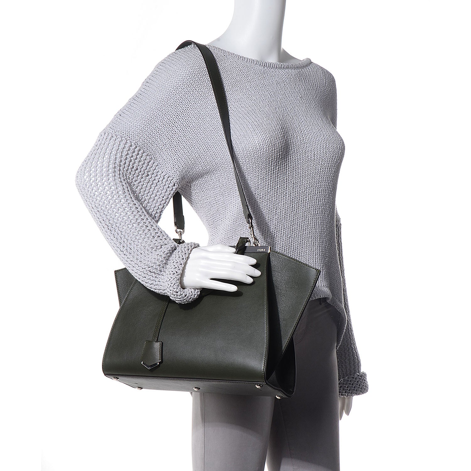 Fendi Vitello Dolce Marmol Shiny Nappa Petite 3Jours Tote Verde Prato 2 of 9