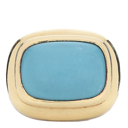 David Yurman Sterling Silver 18K Yellow Gold Turquoise 18mm Waverly Ring 57 8 1 of 6