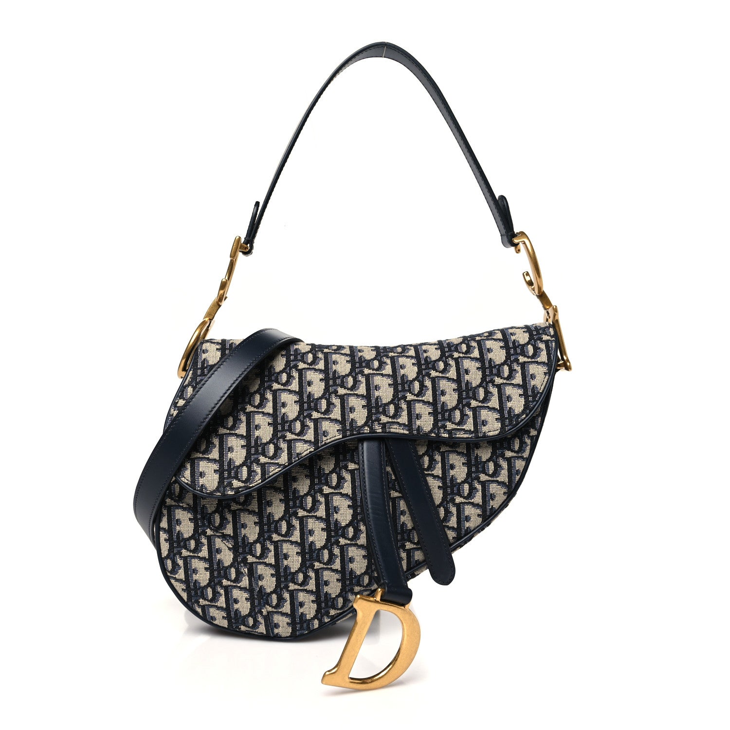 Christian Dior Oblique Saddle Bag With Strap Blue 1 of 10