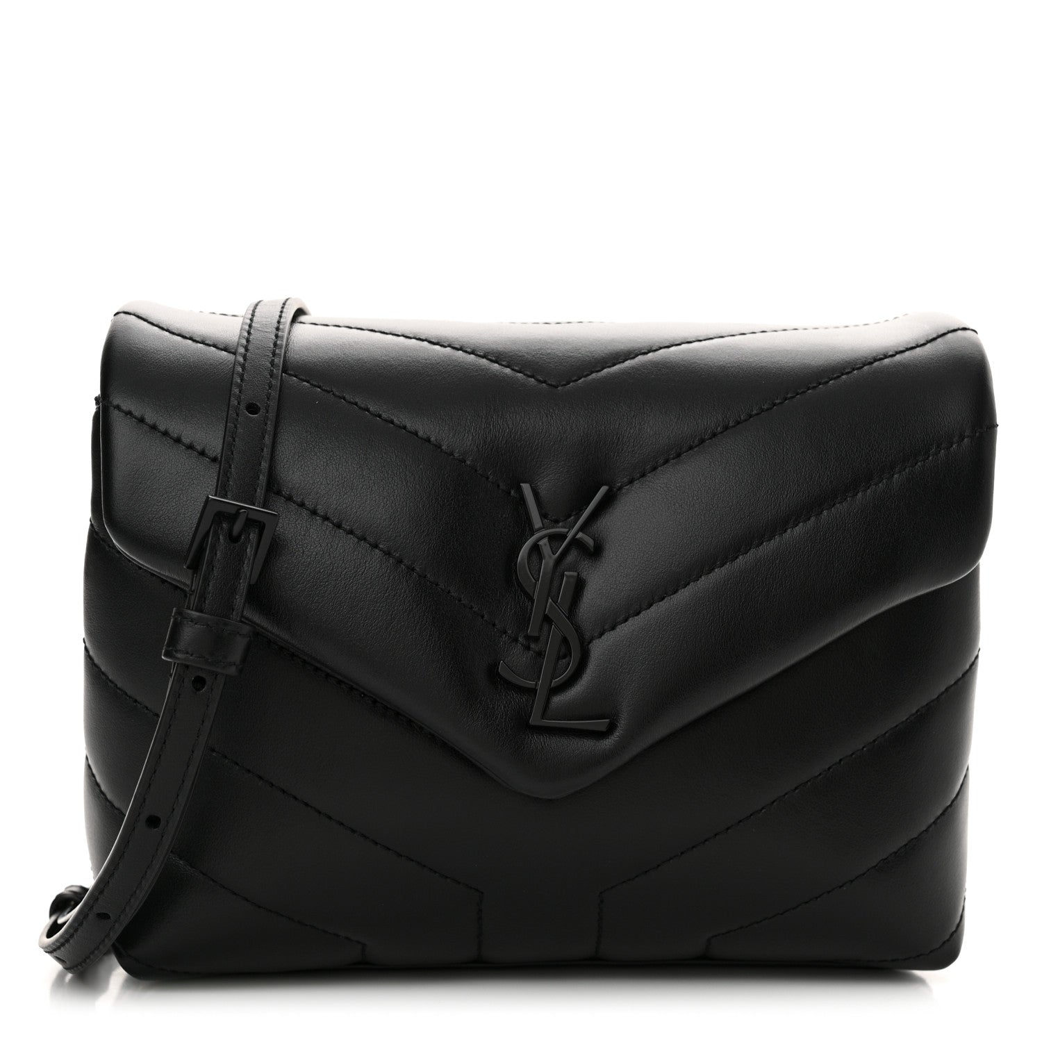 Saint Laurent Calfskin Y Quilted Monogram Monochrome Toy Loulou Crossbody Bag Black 1 of 14
