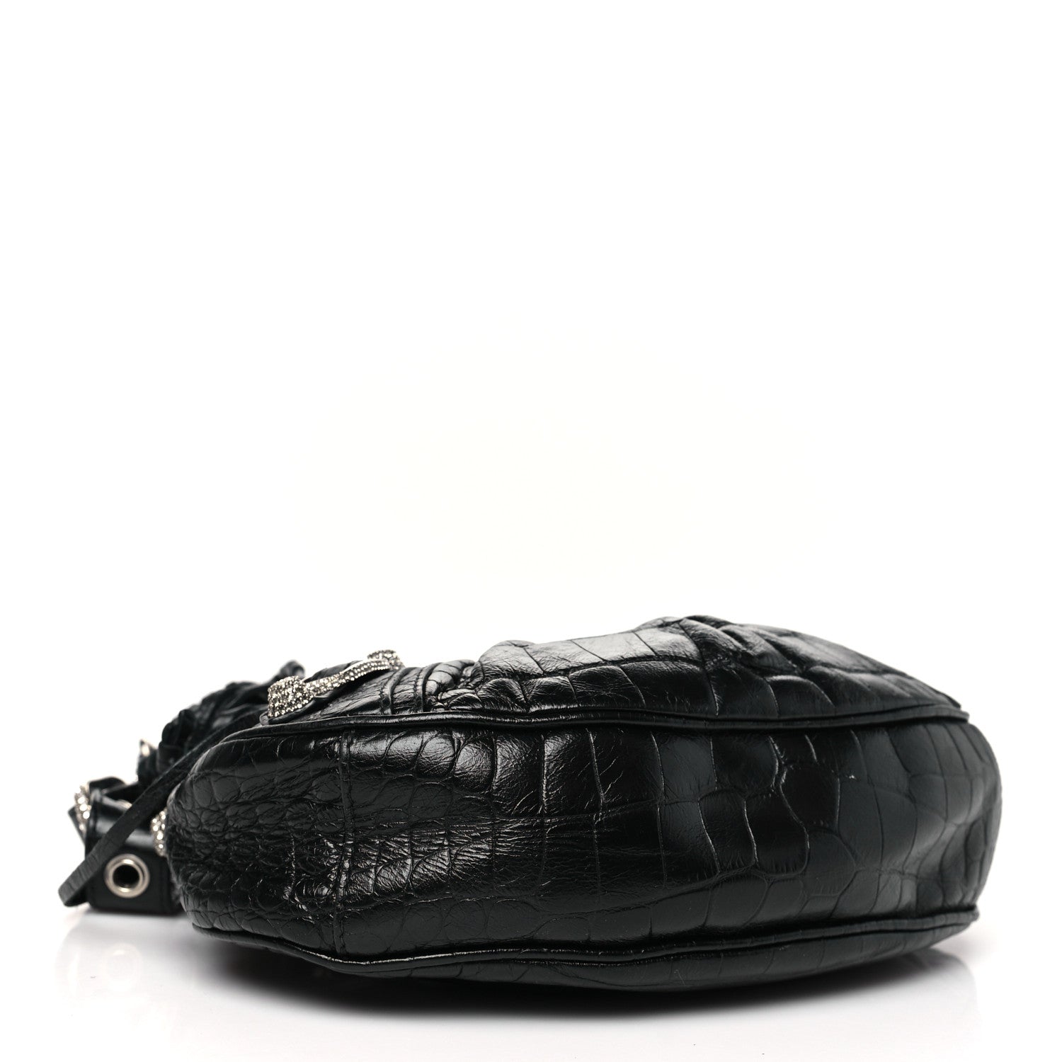 Balenciaga Extra Supple Calfskin Crystal Crocodile Embossed Le Cagole Shoulder Bag XS Black 5 of 12