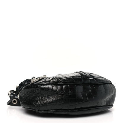 Balenciaga Extra Supple Calfskin Crystal Crocodile Embossed Le Cagole Shoulder Bag XS Black 5 of 12