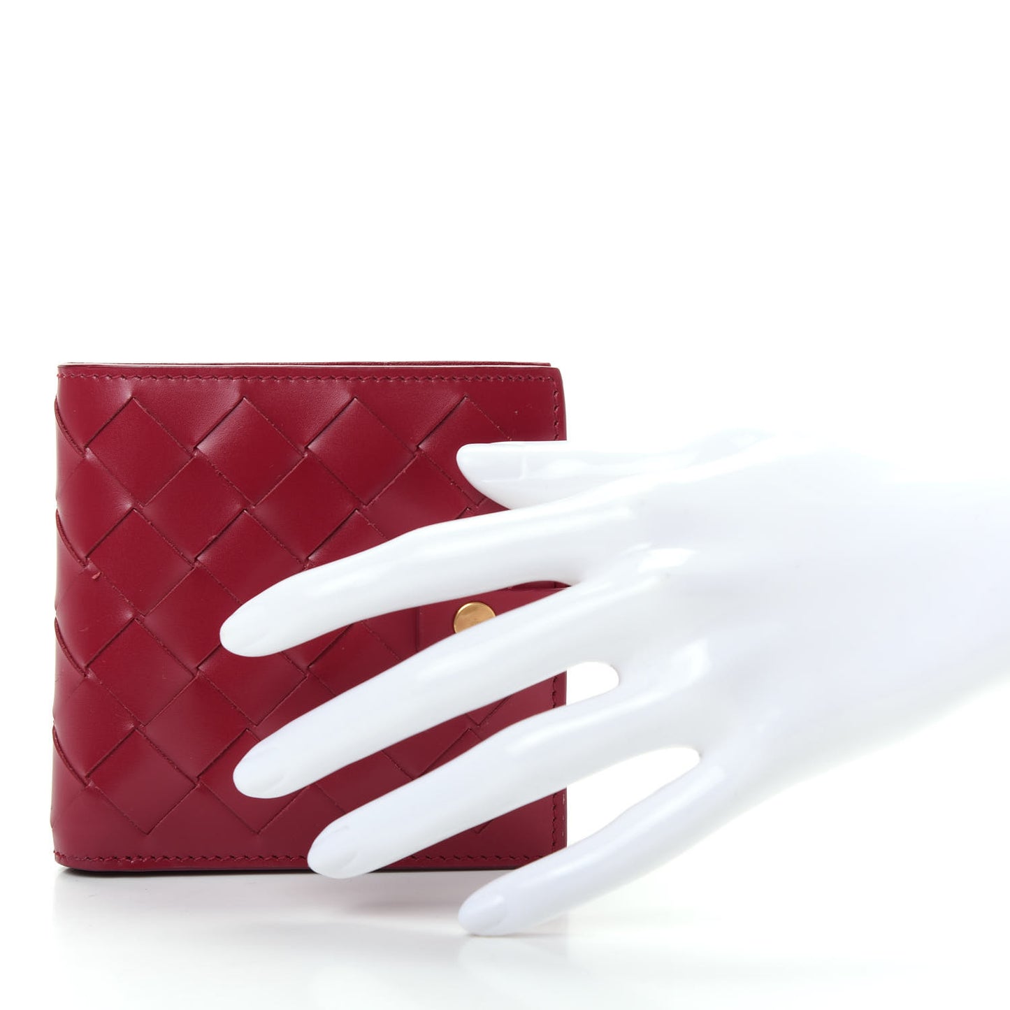 Glossy Woven Calfskin Wallet Amaranto