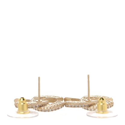 Chanel Crystal Timeless CC Earrings Light Gold 3 of 5