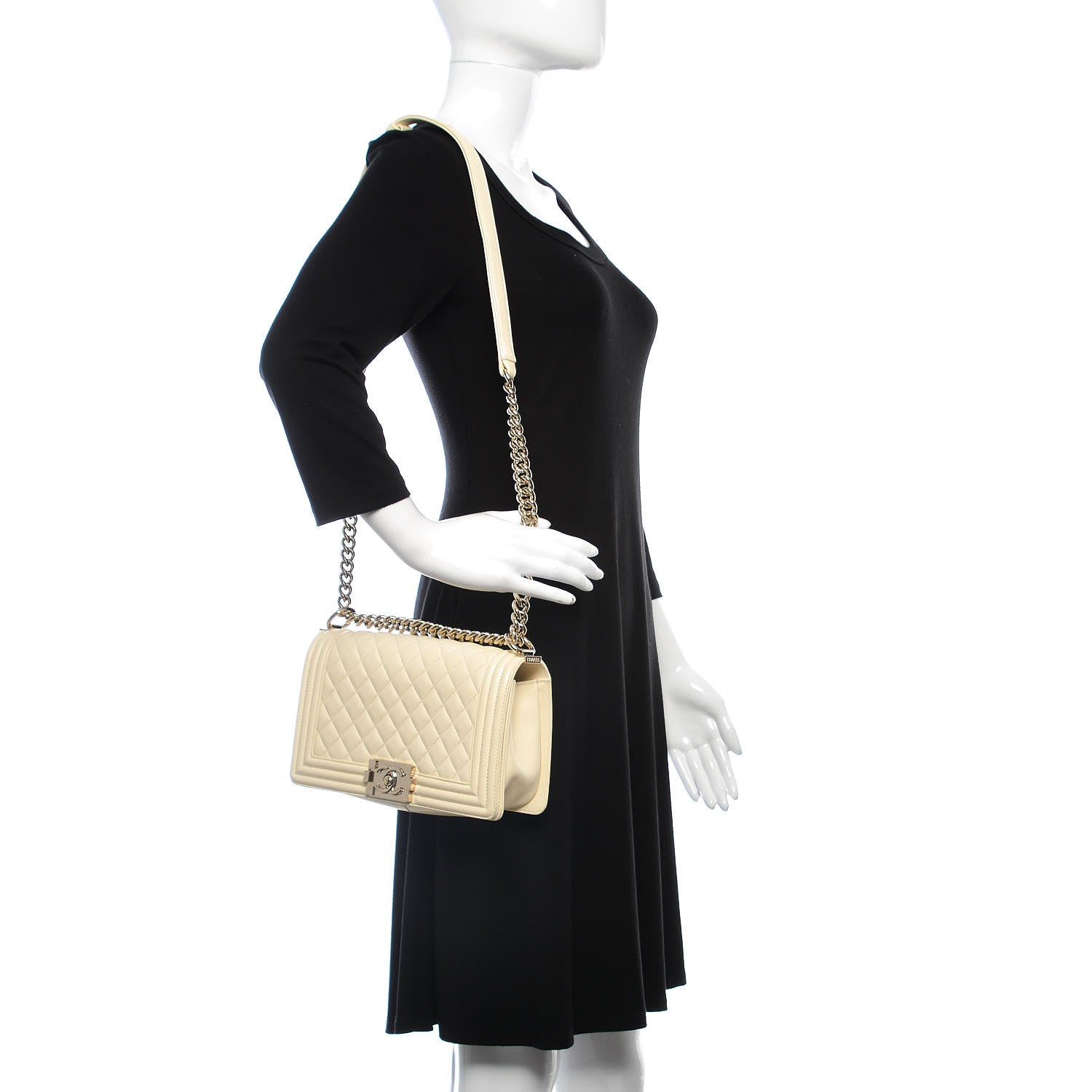 Chanel Lambskin Quilted Medium Boy Flap Light Beige 2 of 17